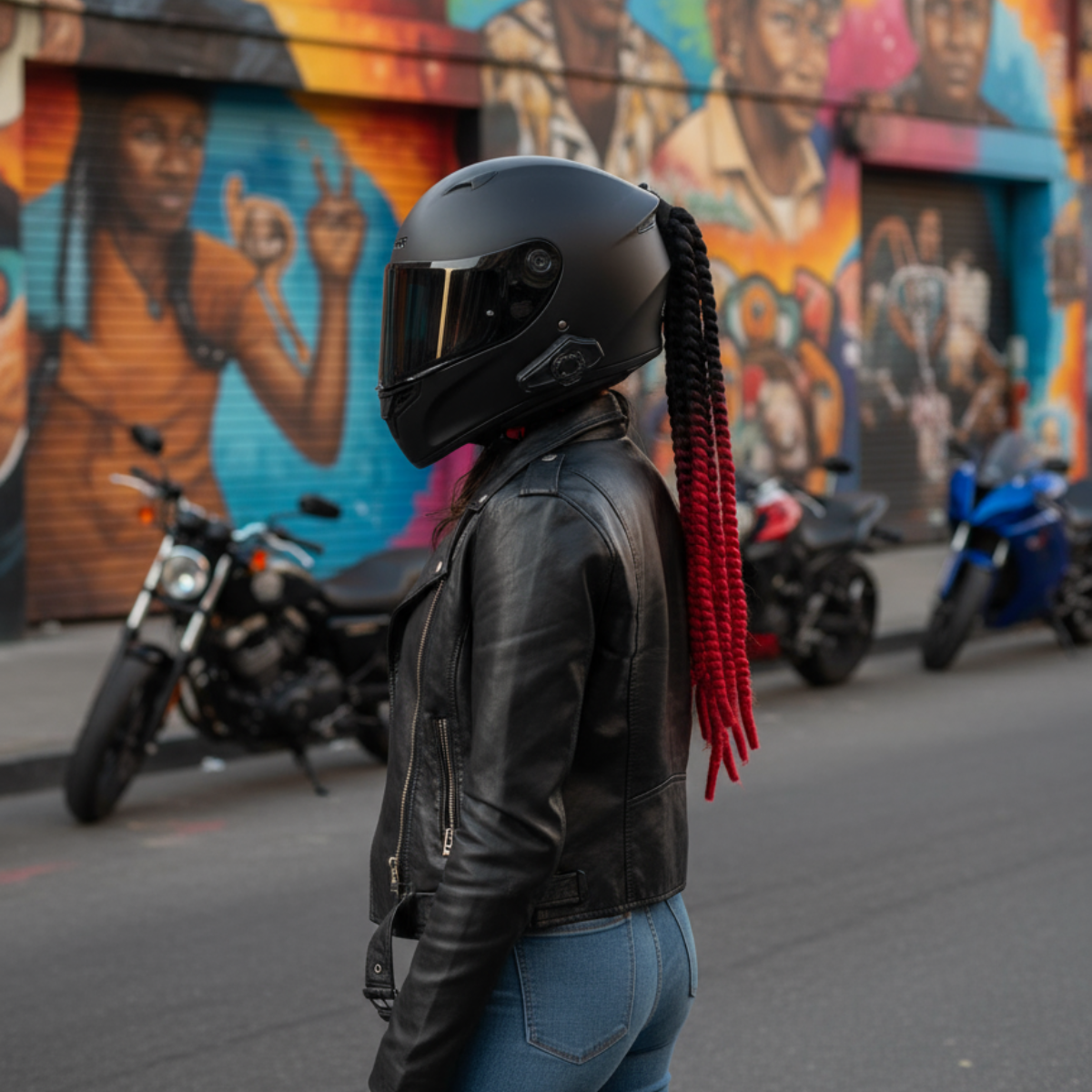 RIZOS ROJO Y NEGRO PARA CASCO
