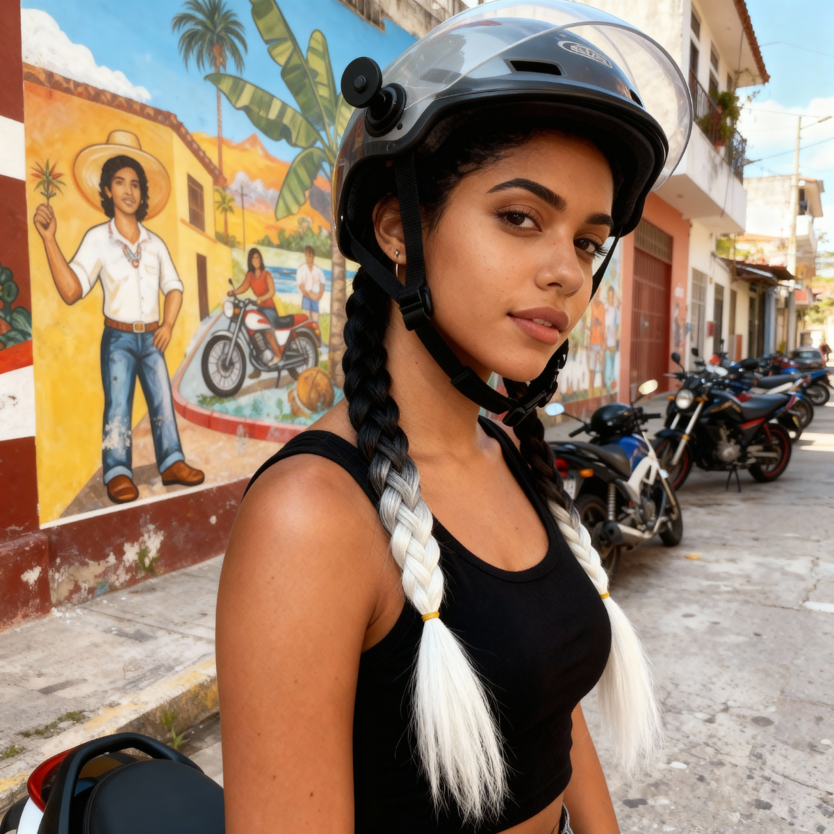 TRENZAS BLANCO Y NEGRO PARA CASCO