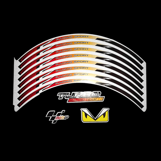CINTA DECORATIVA RIN TURBO RACING ROJO NARANJA MOTO