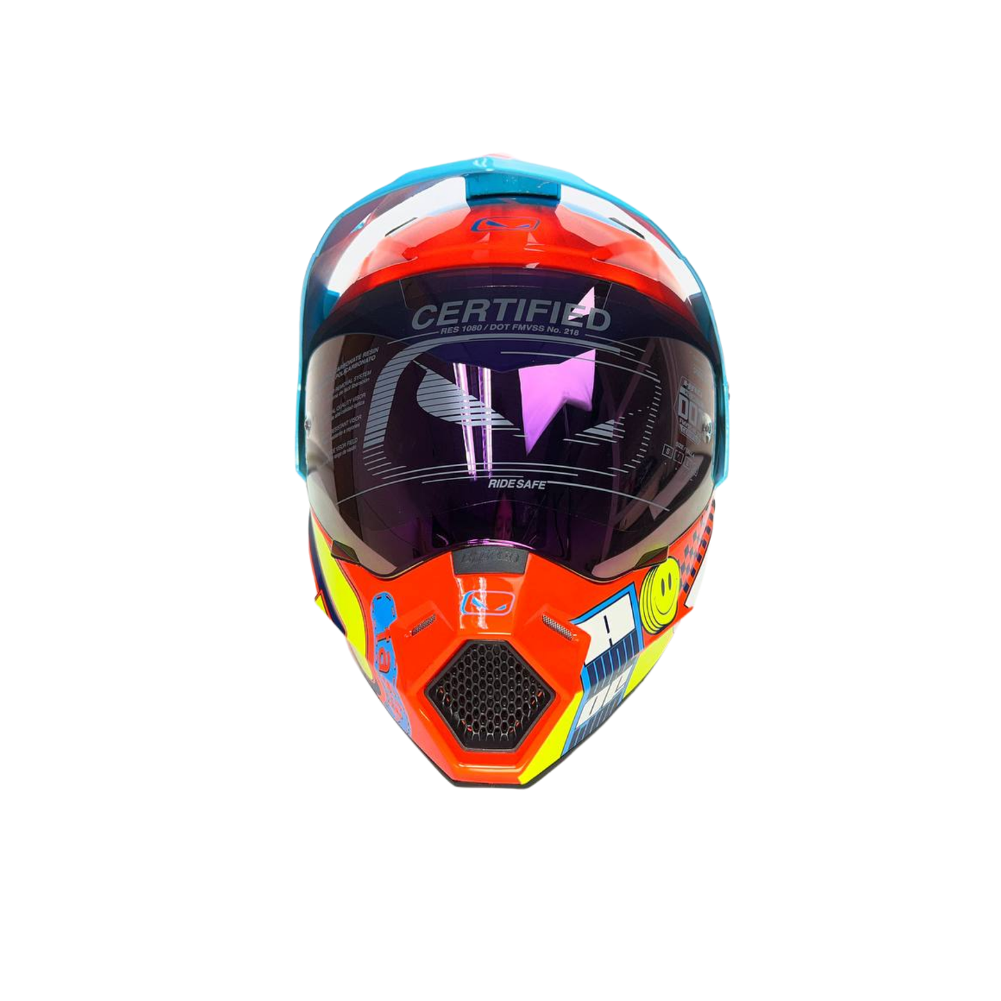 CASCO HRO MX330 AZUL CON NARANJA