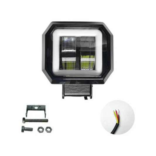 FARO LED ARO DE LUZ CUADRADO, ALTA BLANCA MOTOS CARROS