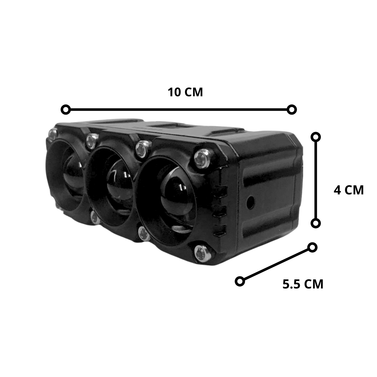 FARO 3 LED TIPO LUPA CON VENTILADOR MOTOS Y CARROS