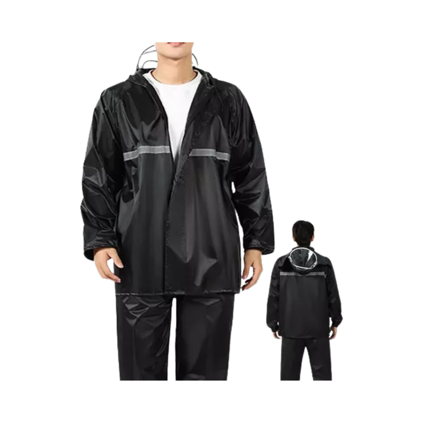 TRAJE IMPERMEABLE NEGRO PARA MOTORIZADOS - MOD. ECONOMICO