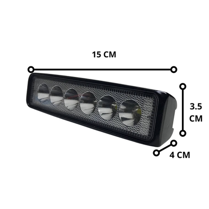 BARRA RECTANGUALAR 6 LED 1 FUNCION MOTOS CARROS