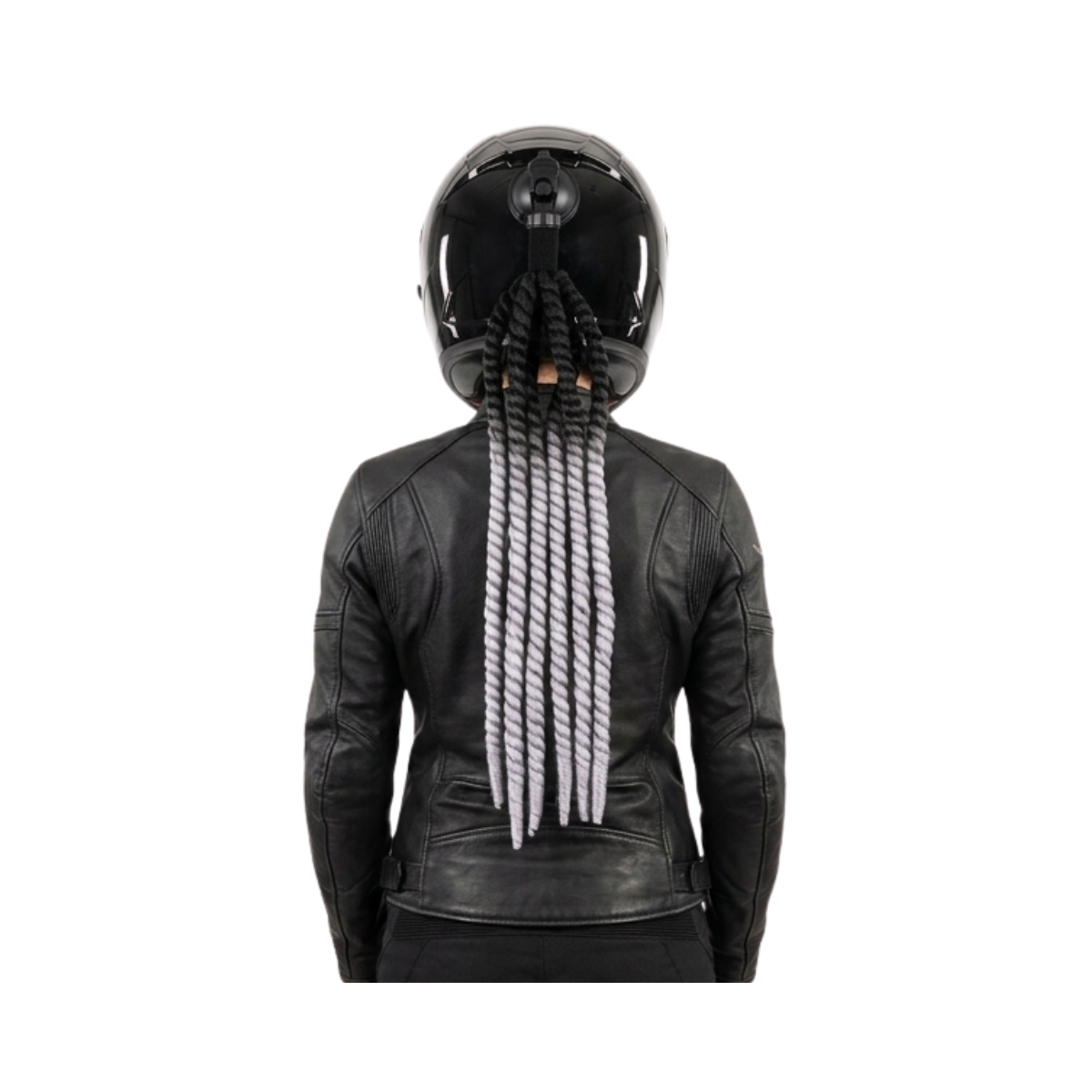 COLA PARA CASCO DE CABELLO TIPO GREEDLOS NEGRO CON GRIS