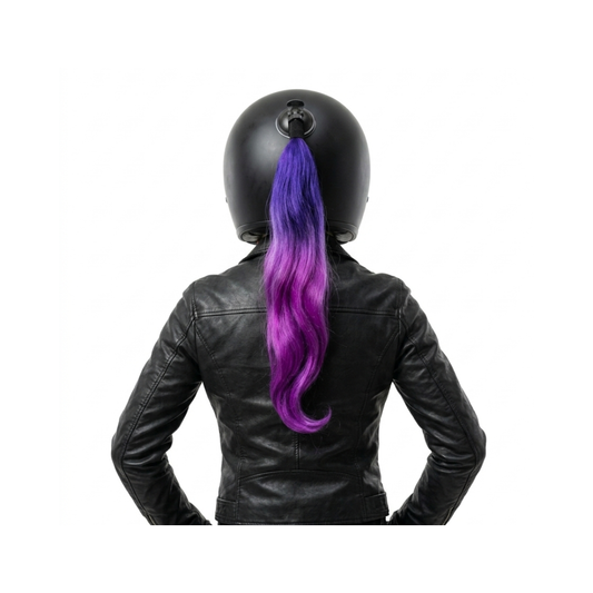 COLA PARA CASCO ONDULADA MORADO CON ROSADO