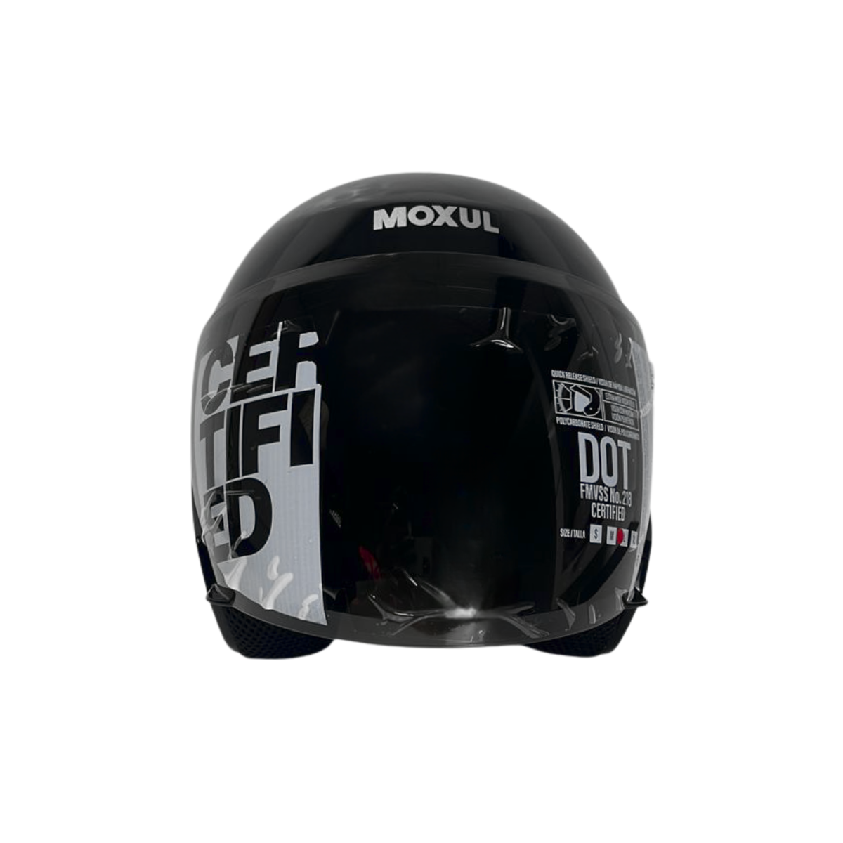 CASCO SEMI INTEGRAL MOXUL NEGRO BRILLANTE VISOR ESPEJO