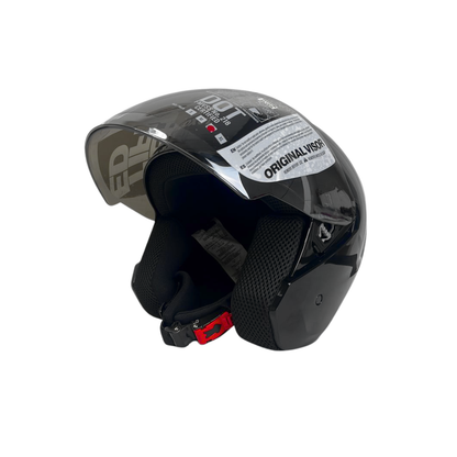 CASCO SEMI INTEGRAL MOXUL NEGRO BRILLANTE VISOR ESPEJO