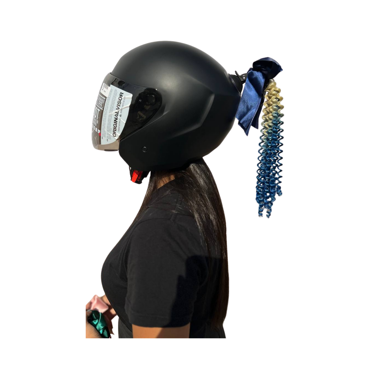 COLA ONDULADA DAMA CON LAZO PARA CASCO (COLORES)