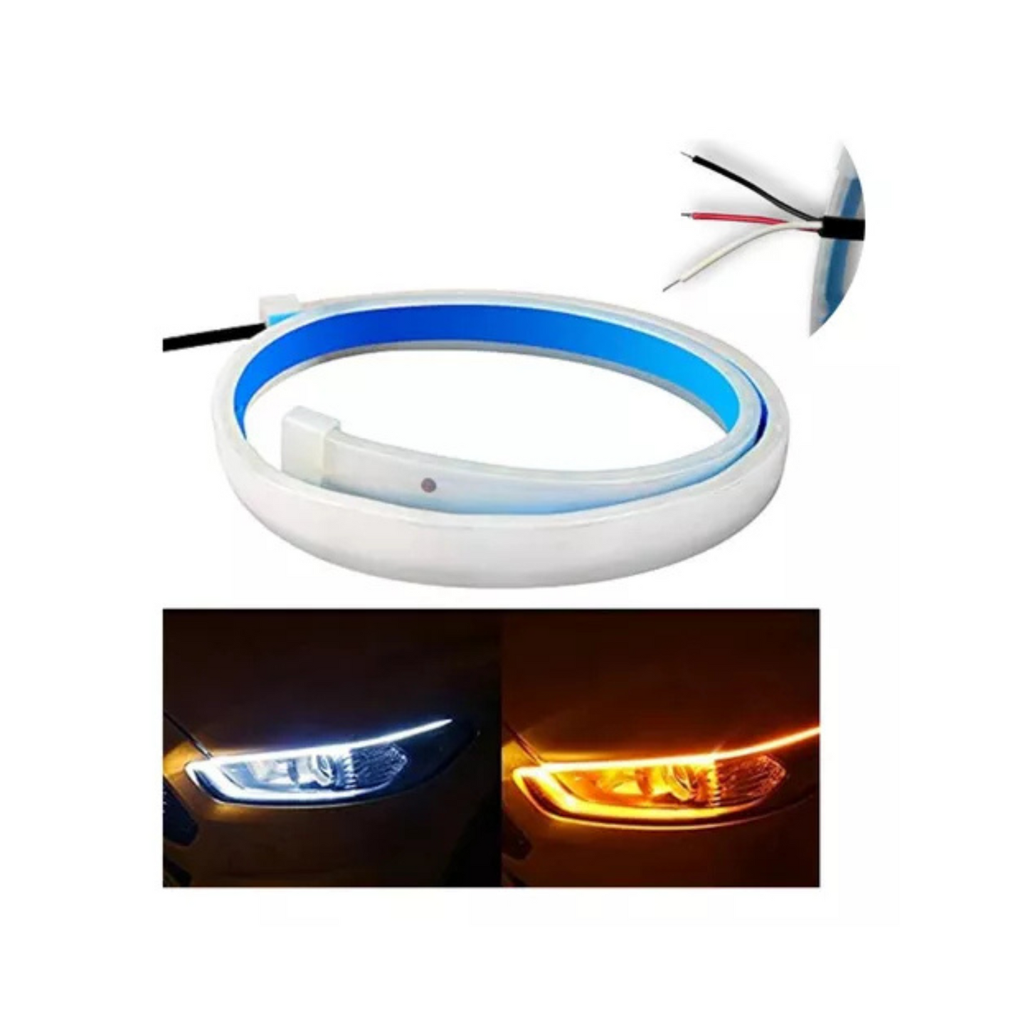 CINTA TIRA LED DE FARO MOTOS CARROS LUZ BLANCO Y AMARILLO 60CM