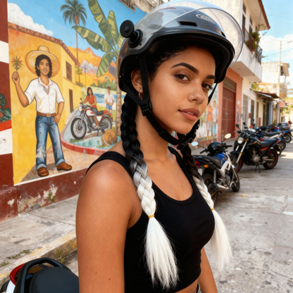 TRENZAS BLANCO Y NEGRO PARA CASCO