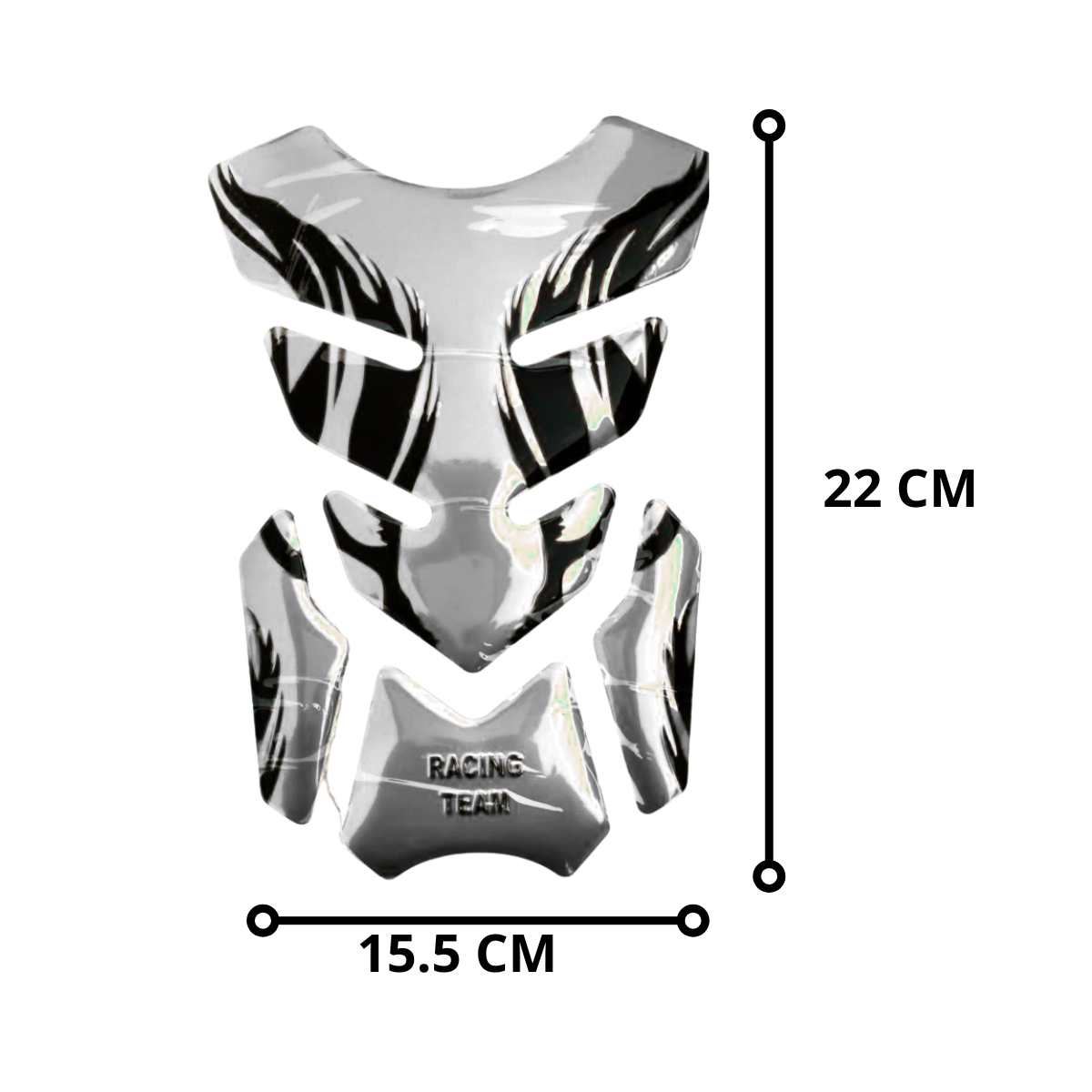 CALCOMANIA DE RESINA DECORATIVO TANQUE RACING PLATA