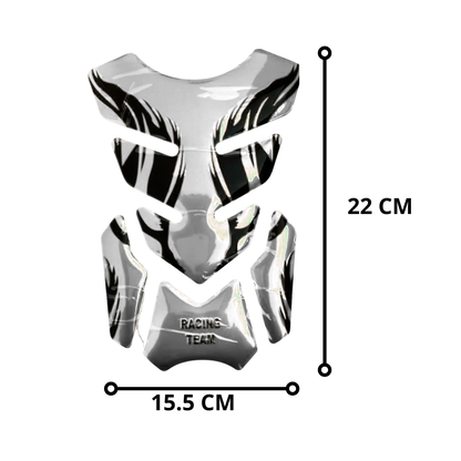 CALCOMANIA DE RESINA DECORATIVO TANQUE RACING PLATA