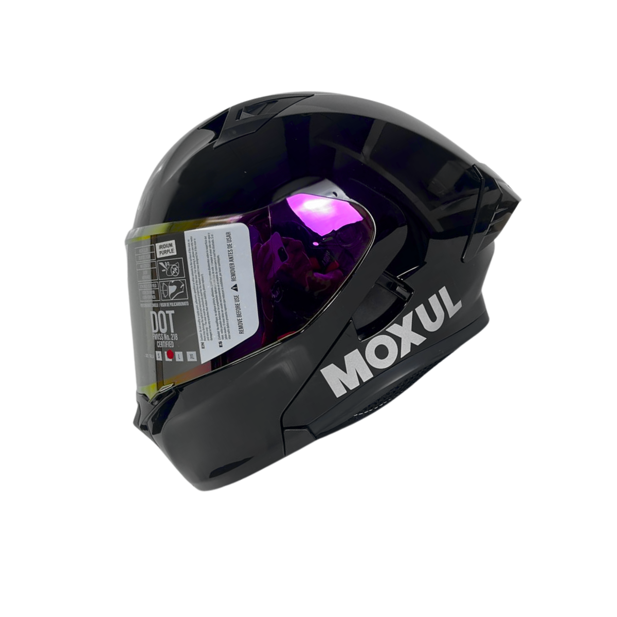 CASCO MODULAR MOXUL NEGRO BRILLANTE VISOR TORNASOL