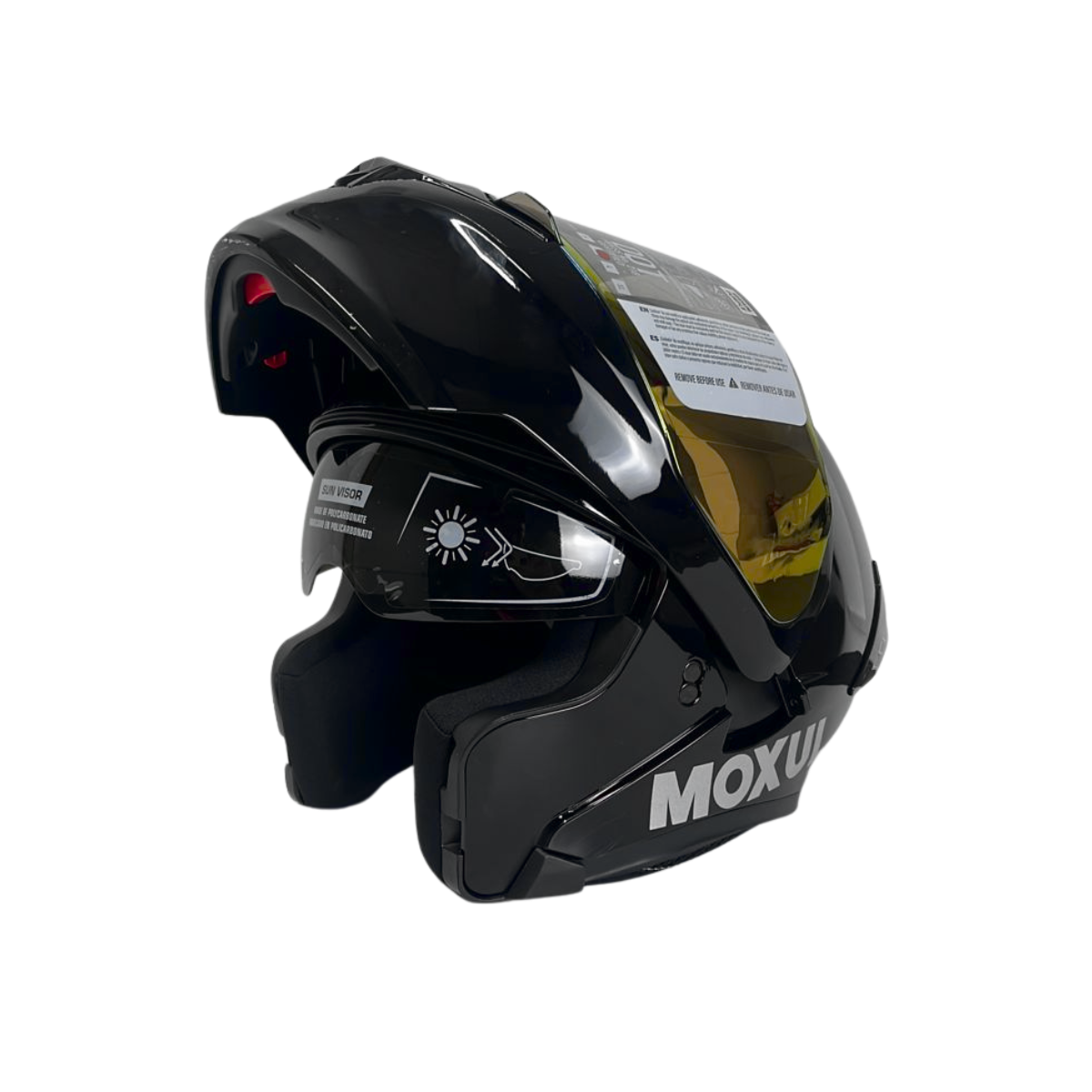 CASCO MODULAR MOXUL NEGRO BRILLANTE VISOR TORNASOL