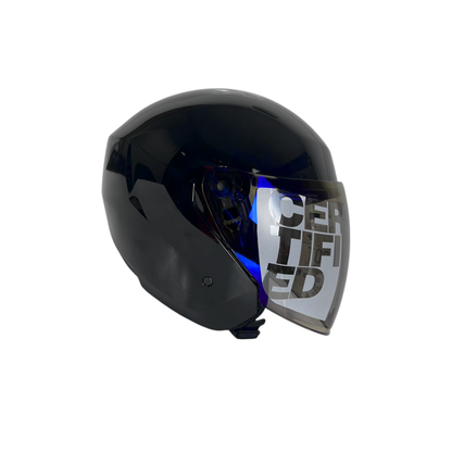 CASCO SEMI INTEGRAL MOXUL NEGRO BRILLANTE VISOR TORNASOL