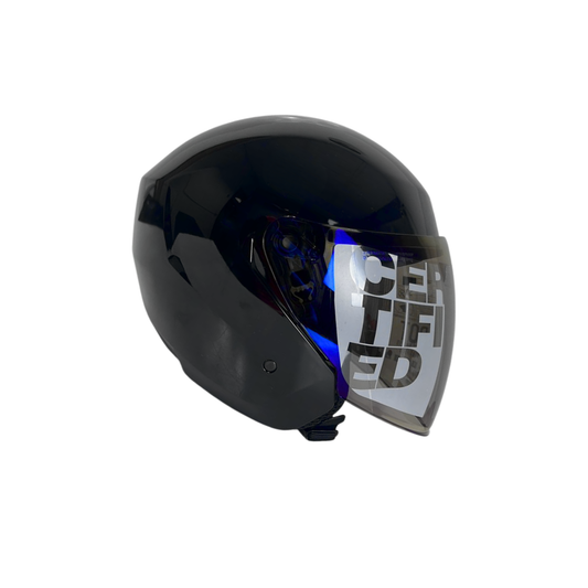 CASCO SEMI INTEGRAL MOXUL NEGRO BRILLANTE VISOR TORNASOL