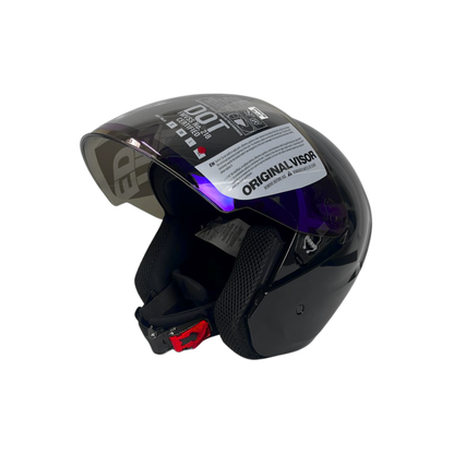 CASCO SEMI INTEGRAL MOXUL NEGRO BRILLANTE VISOR TORNASOL