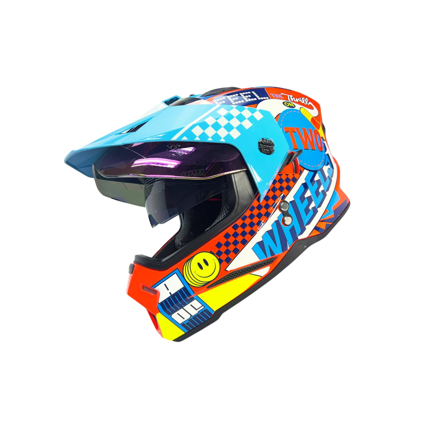 CASCO HRO MX330 AZUL CON NARANJA
