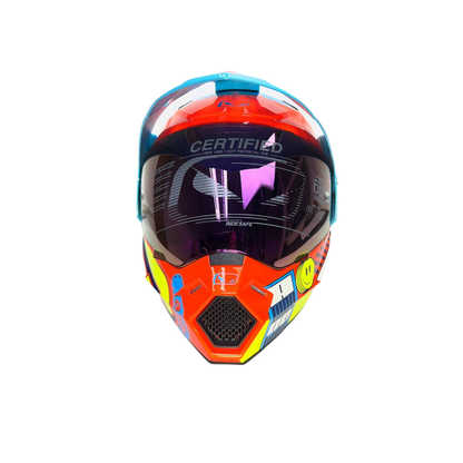 CASCO HRO MX330 AZUL CON NARANJA