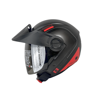 CASCO ICH SEMI INTEGRAL CON VISERA NEGRO CON ROJO
