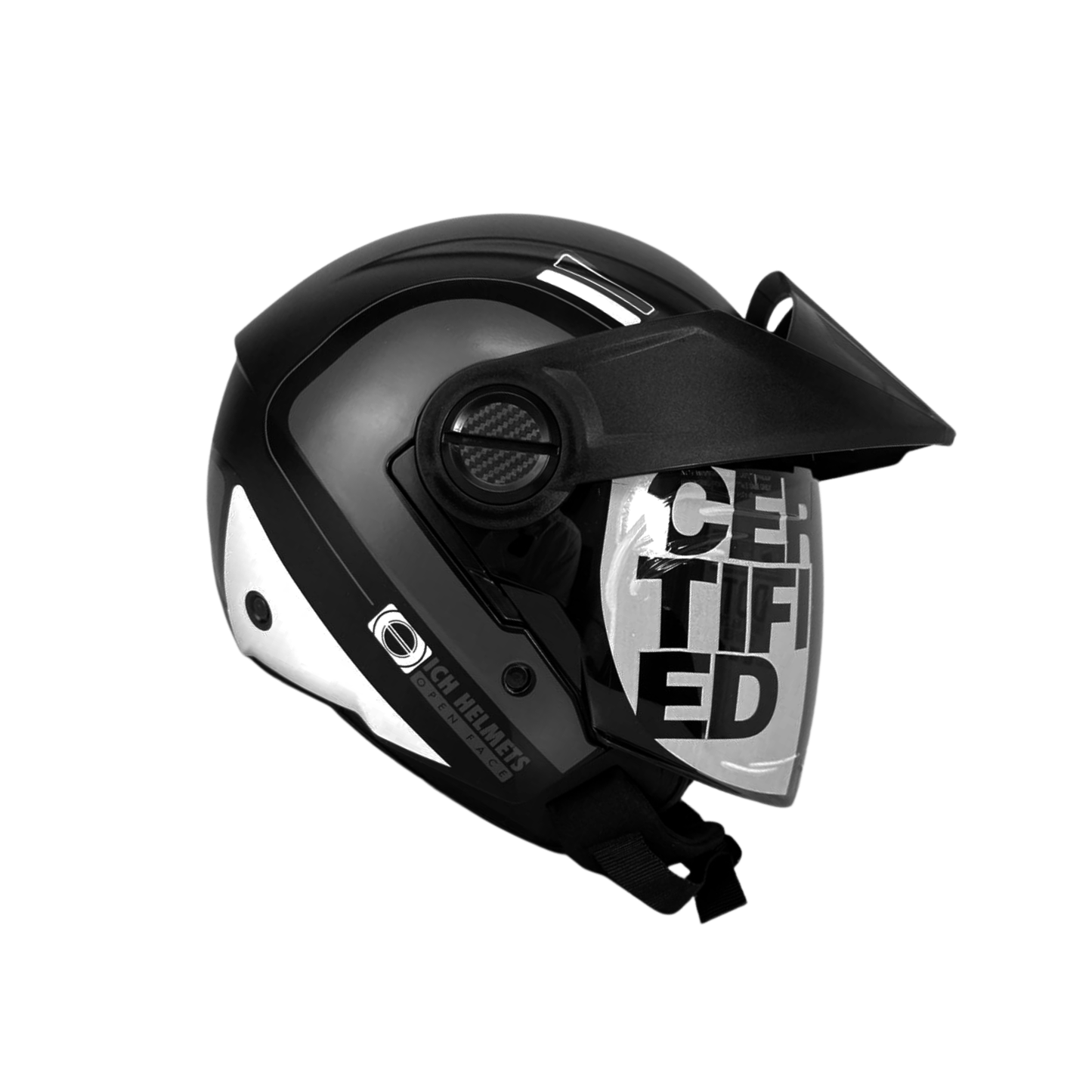 CASCO ICH SEMI INTEGRAL CON VISERA NEGRO CON BLANCO