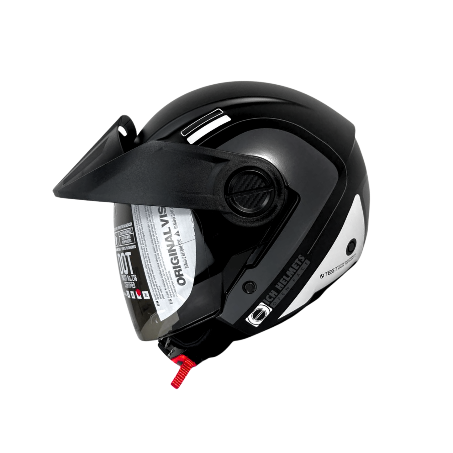 CASCO ICH SEMI INTEGRAL CON VISERA NEGRO CON BLANCO