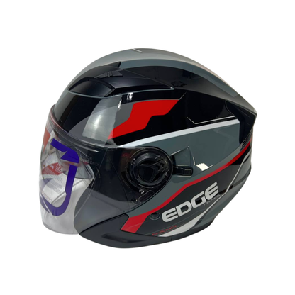 CASCO SEMI INTEGRAL JAGUAR NANO GRIS CON ROJO EDGE