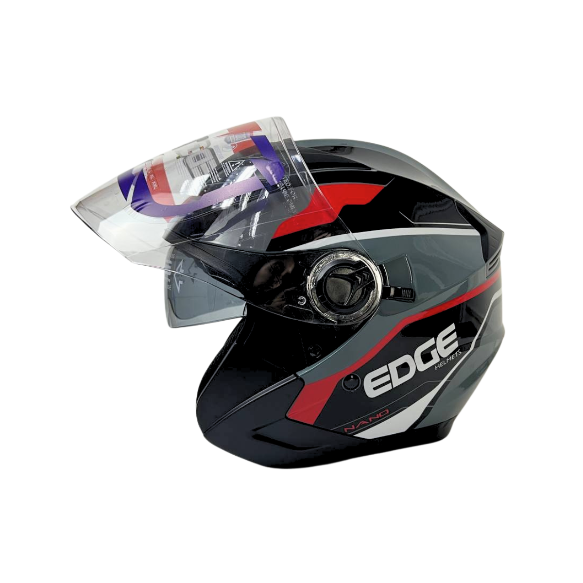 CASCO SEMI INTEGRAL JAGUAR NANO GRIS CON ROJO EDGE
