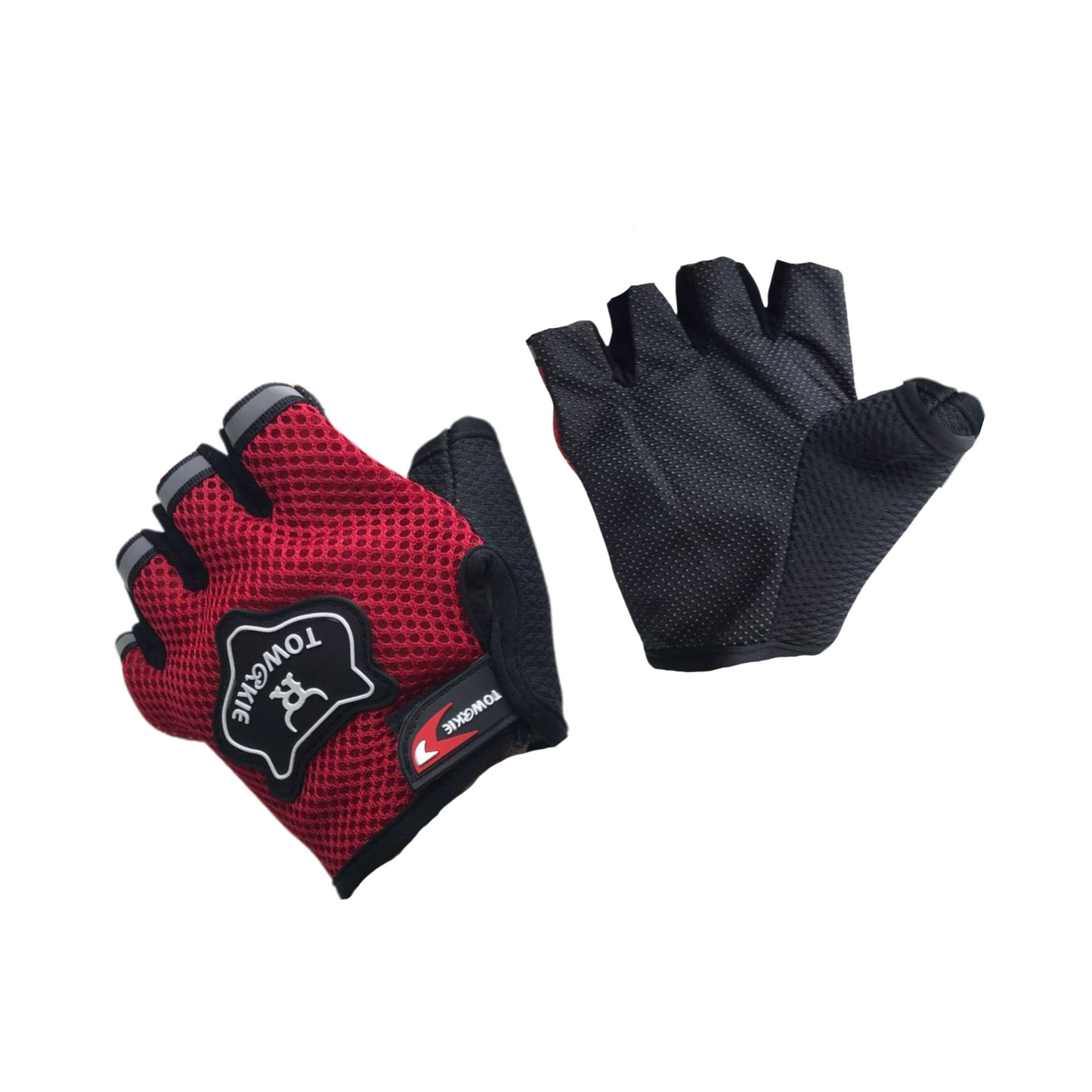 GUANTES CORTOS TELA ROJO TIRA REFLECTIVO