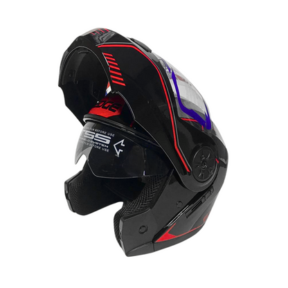 CASCO MODULAR TURBO II GX3 NEGRO ROJO BRILLANTE