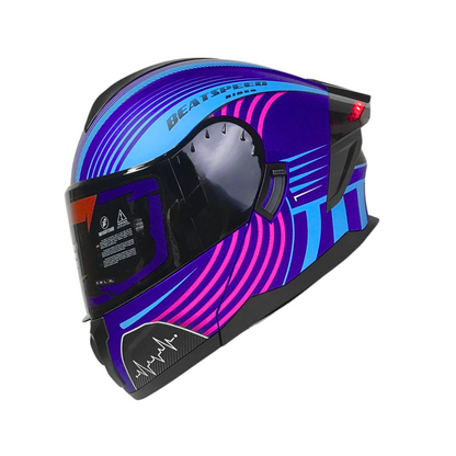 CASCO MODULAR BOSTON BEATSPEED PURPURA  Y LUZ LED