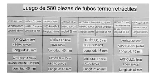 Kit Termo Encogible 580 Piezas Motos