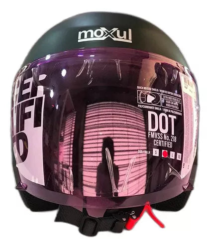 Casco Semi Integral Moxul Negro Visor Fucsia