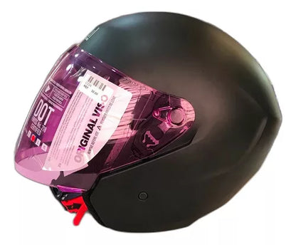 Casco Semi Integral Moxul Negro Visor Fucsia