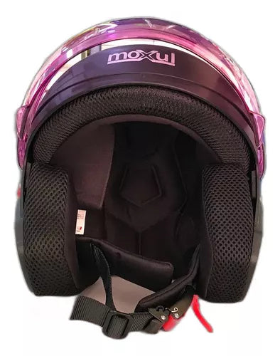 Casco Semi Integral Moxul Negro Visor Fucsia