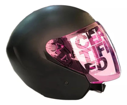 Casco Semi Integral Moxul Negro Visor Fucsia