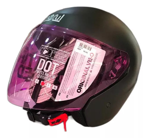 Casco Semi Integral Moxul Negro Visor Fucsia
