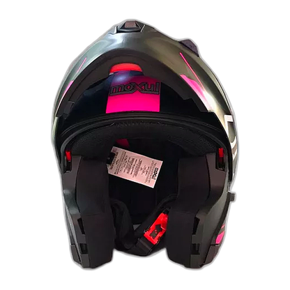 Casco Modular Moxul Negro Con Fucsia
