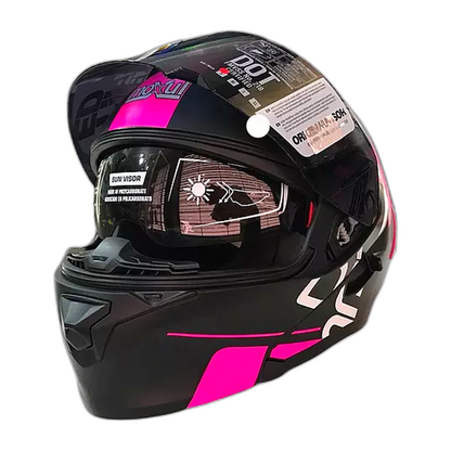 Casco Modular Moxul Negro Con Fucsia
