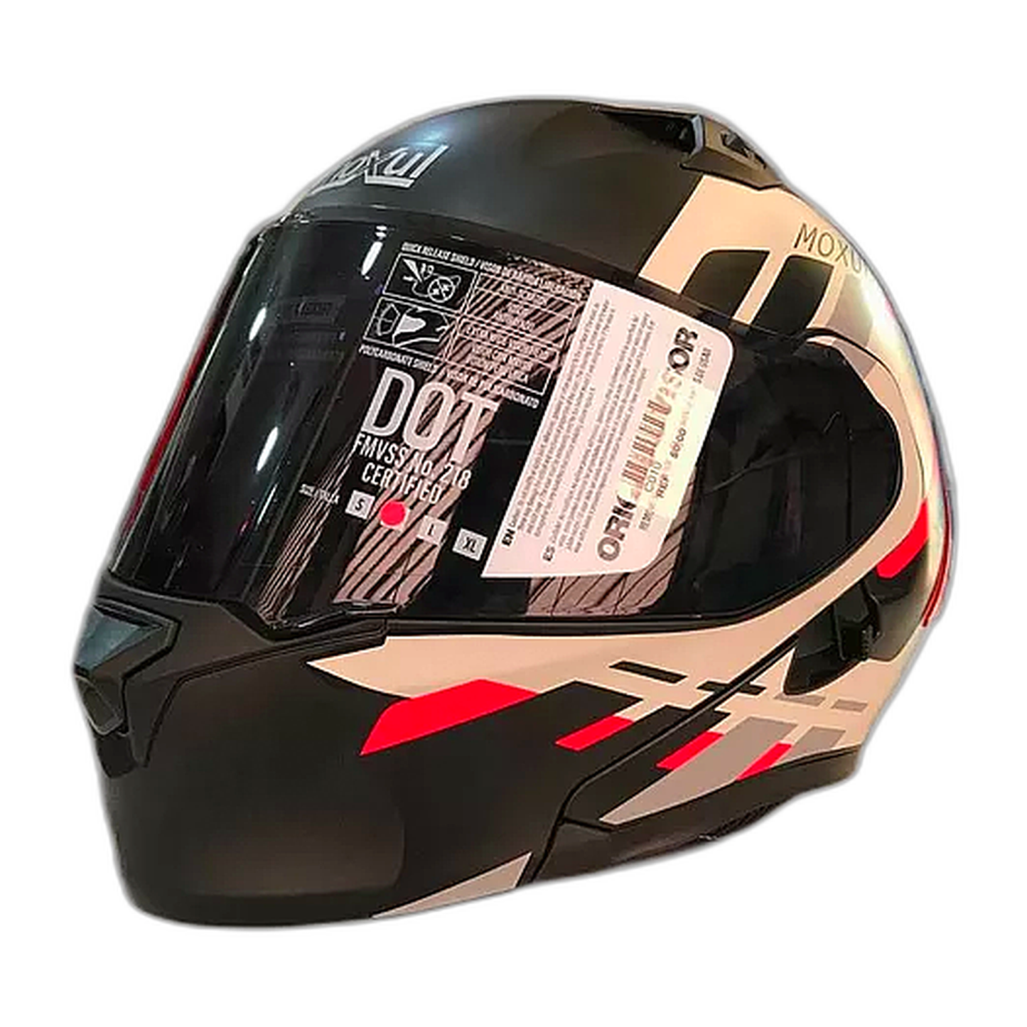 Casco Modular Moxul Negro Con Rojo