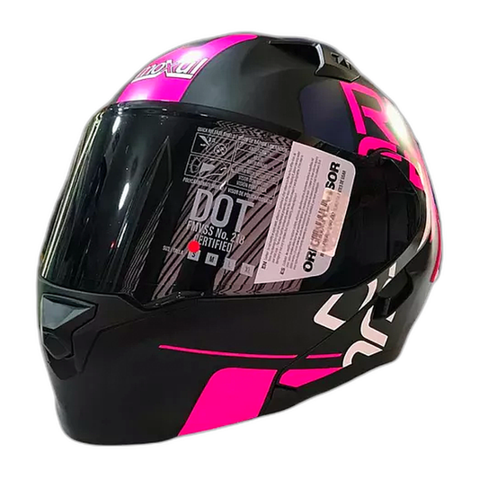 Casco Modular Moxul Negro Con Fucsia