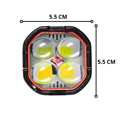 FARO 4 LED LUPA EXPLORADOR ARO DE LUZ ROJO