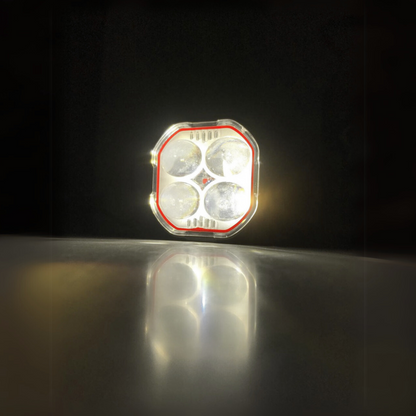 FARO 4 LED LUPA EXPLORADOR ARO DE LUZ ROJO