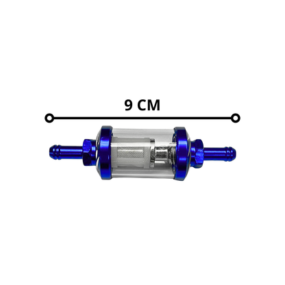 FILTRO DE GASOLINA UNIVERSAL ALUMINIO AZUL