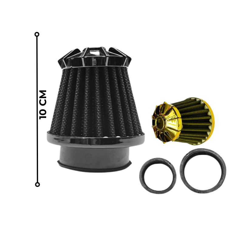 FILTRO DE AIRE NEGRO CONICO AJUSTABLE 35MM, 42MM, 48MM