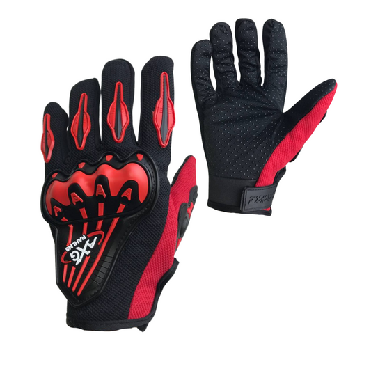 GUANTES COMPLETOS A010 NEGRO CON ROJO