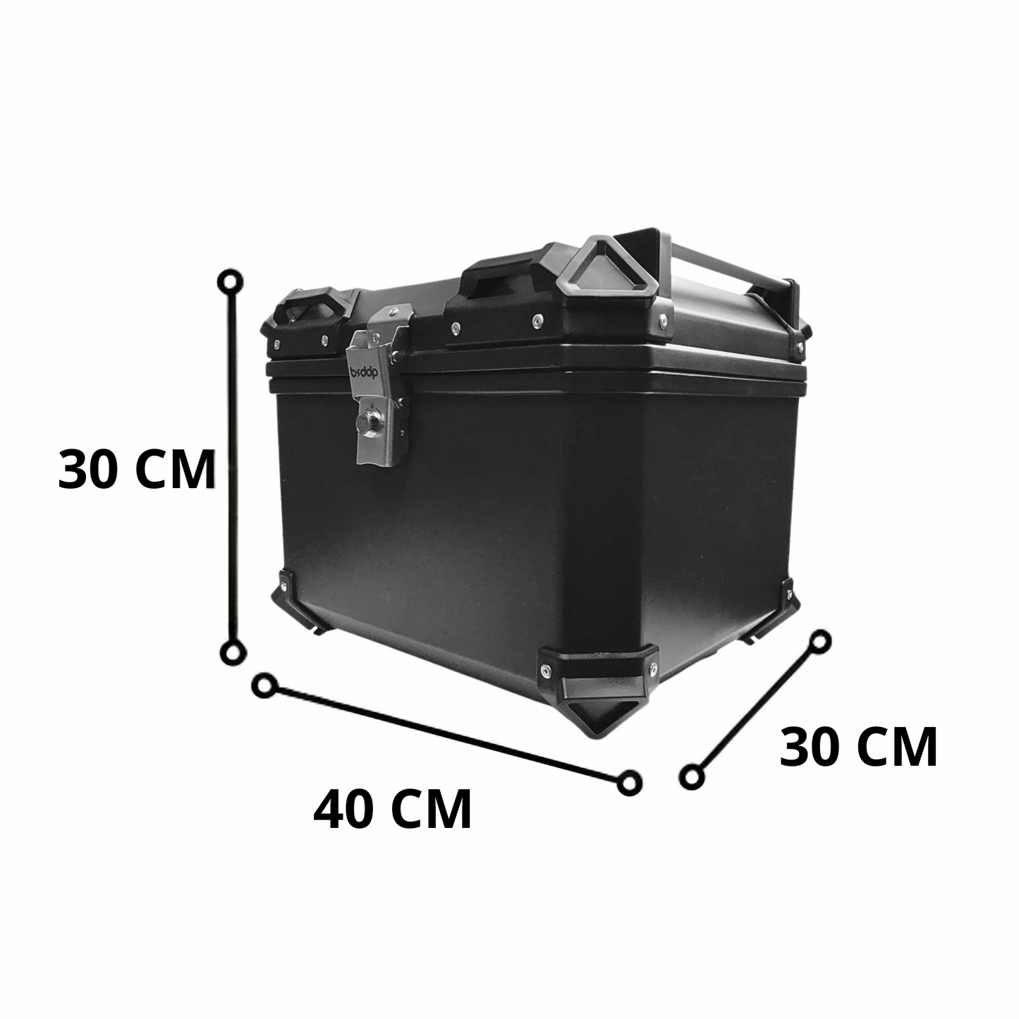MALETA CUADRADA ALUMINIO NEGRO 45 LITROS 1 CERRADURA
