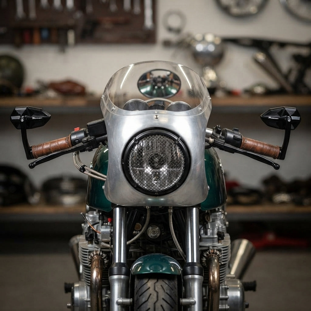 RETROVISORES ESTILO CAFÉ RACER OVALADOS NEGRO