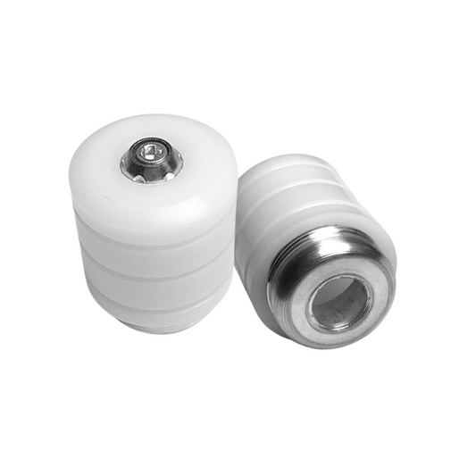 SLIDER TEFLON BLANCO CON TORNILLO DE COLOR PLATA